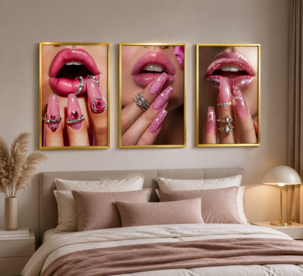 Ensemble de 3 Cadres Glamour Roses