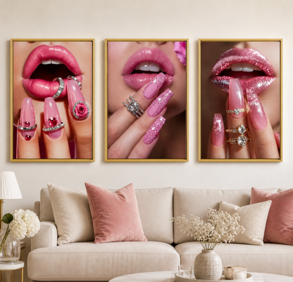 Ensemble de 3 Cadres Glamour Roses