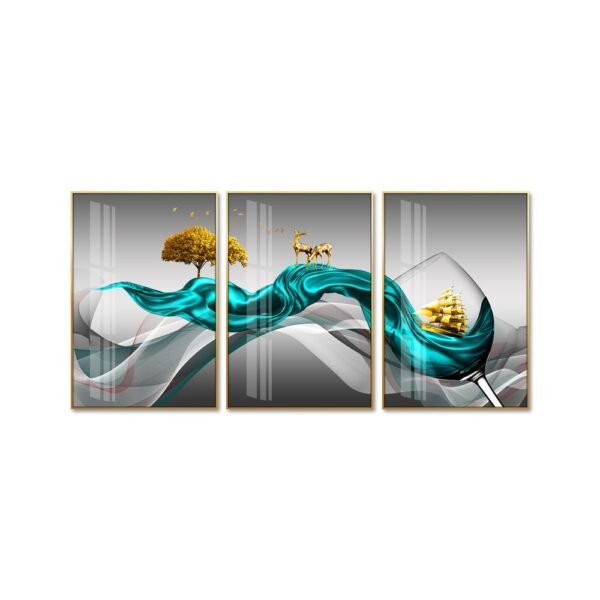 Décoration murale très élégante en cristal de porcelaine 3 pièces