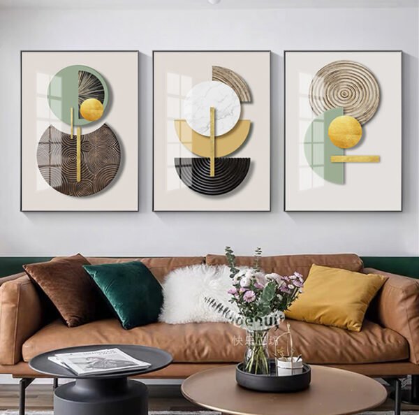 3 pieces Art mural moderne de luxe lumineux