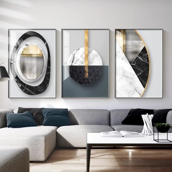 H2e9fd64224db4475a7442b8ebebef5535 Lot de 3 Toiles Moderne Noir et Blanc
