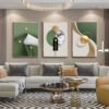 H36ddd6d2e8e5437f859b45f0297937a4D 3pcs Peinture murale de style moderne peintures vertes