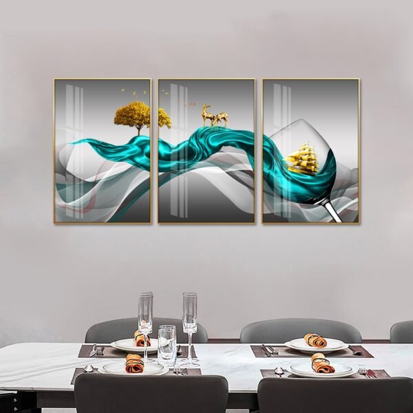 Décoration murale très élégante en cristal de porcelaine 3 pièces