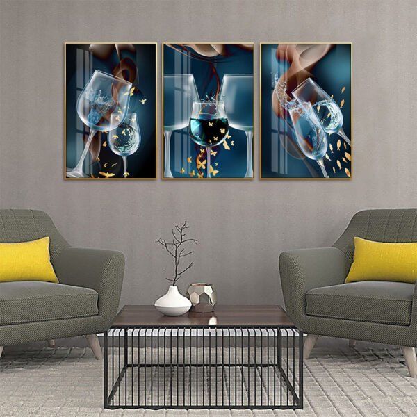 3pcs Art Abstrait de verre a vin pour salle a manger