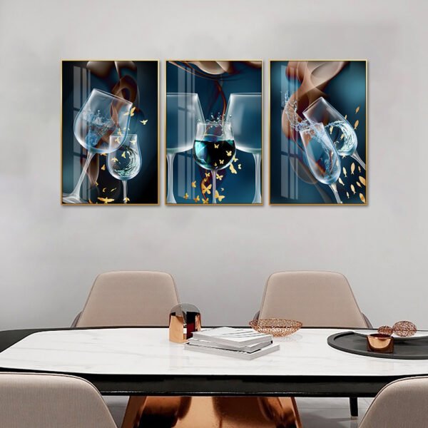 3pcs Art Abstrait de verre a vin pour salle a manger