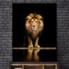 H67a2d0cc5b264dcbbb8e6030fd747654Z Noir doré Lion animaux mur Art encadré toile