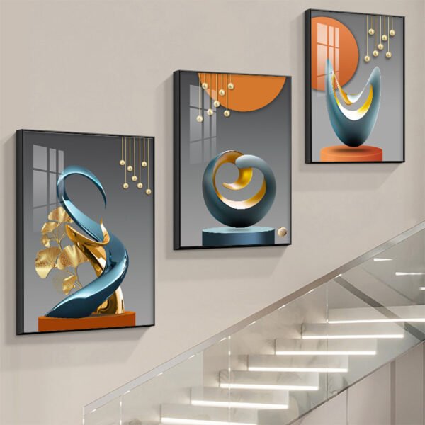 Hb8f7778707be4dcea05e9273936a885bY 3 pièces Peinture sur toile géométrique abstraite