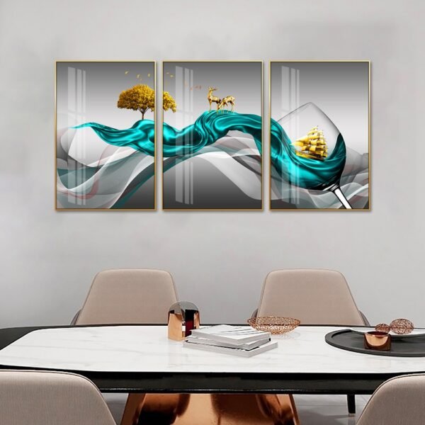 Décoration murale très élégante en cristal de porcelaine 3 pièces