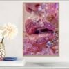 IMG_5173 D Plat, 1pc Décor Mural Moderne Lèvres Roses & Art des Ongles Encadré - Paillettes d2e lèvres roses