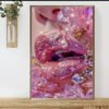 IMG_5174 D Plat, 1pc Décor Mural Moderne Lèvres Roses & Art des Ongles Encadré - Paillettes d2e lèvres roses