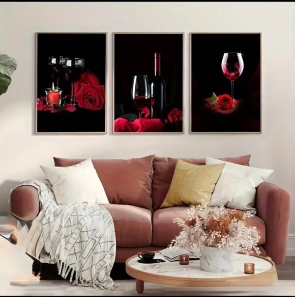 3 Pcs Abstrait Solide ver Vin Pour Salle a