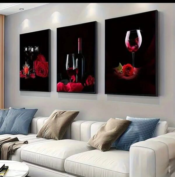 3 Pcs Abstrait Solide ver Vin Pour Salle a