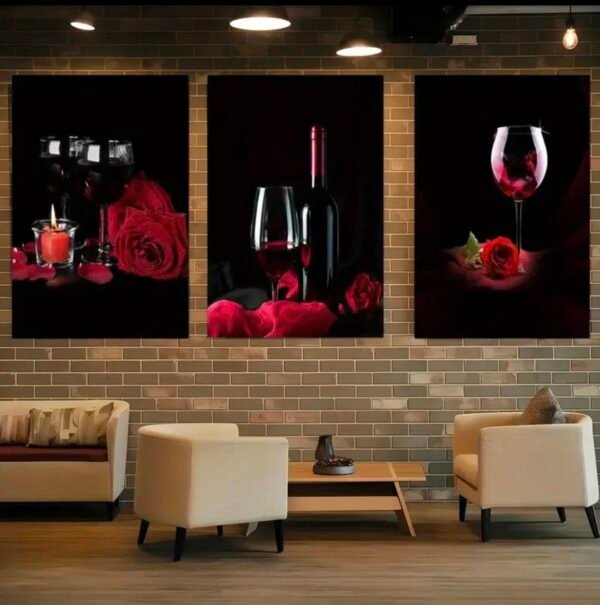 3 Pcs Abstrait Solide ver Vin Pour Salle a