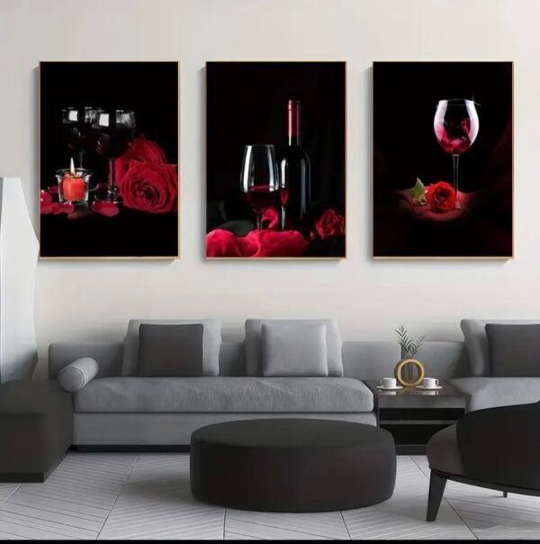 3 Pcs Abstrait Solide ver Vin Pour Salle a