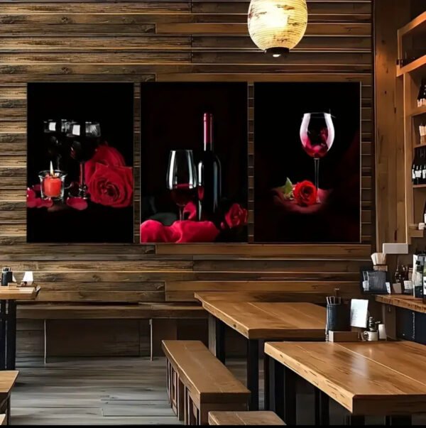 3 Pcs Abstrait Solide ver Vin Pour Salle a