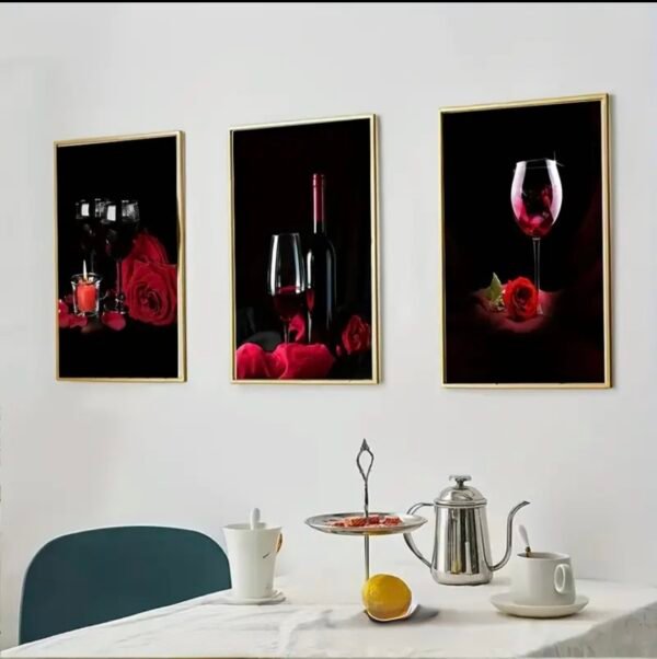 3 Pcs Abstrait Solide ver Vin Pour Salle a