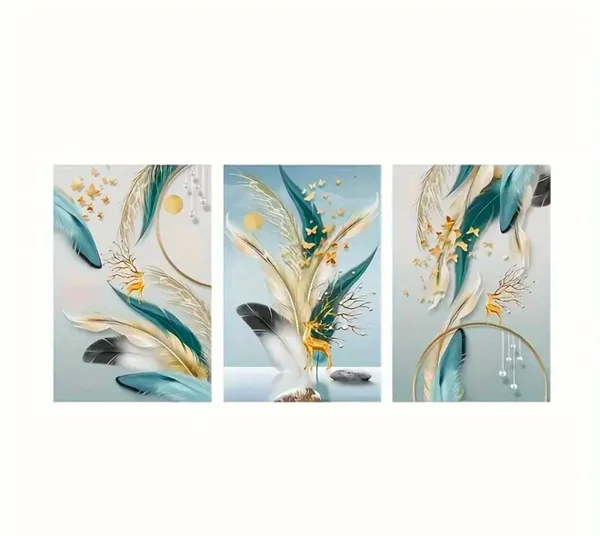 3pcs art mural peinture en cristal porcelaine encadre