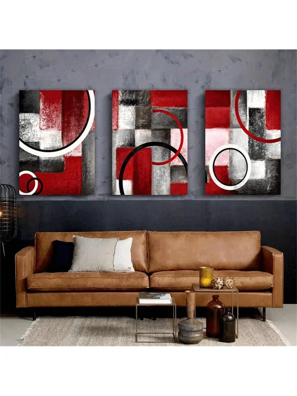 Ensemble de 3 pièces d'art mural de cristal de porcelaine géométrique