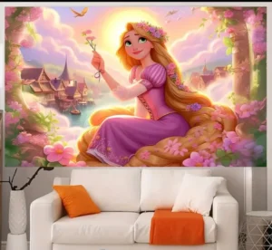 1pcs Pieces Disney Princess - Design de dessin animé vif avec fleurs,