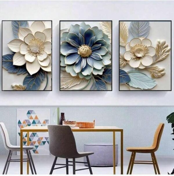 3 pièces Affiches sur canevas florales élégantes