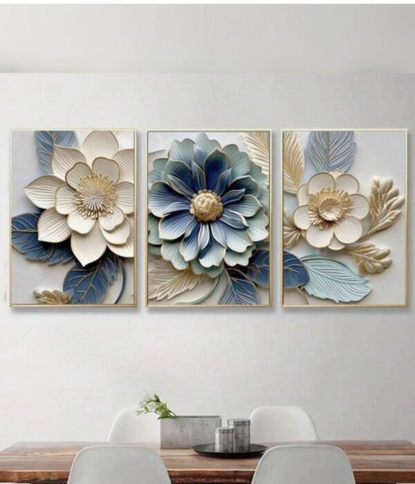 3 pièces Affiches sur canevas florales élégantes