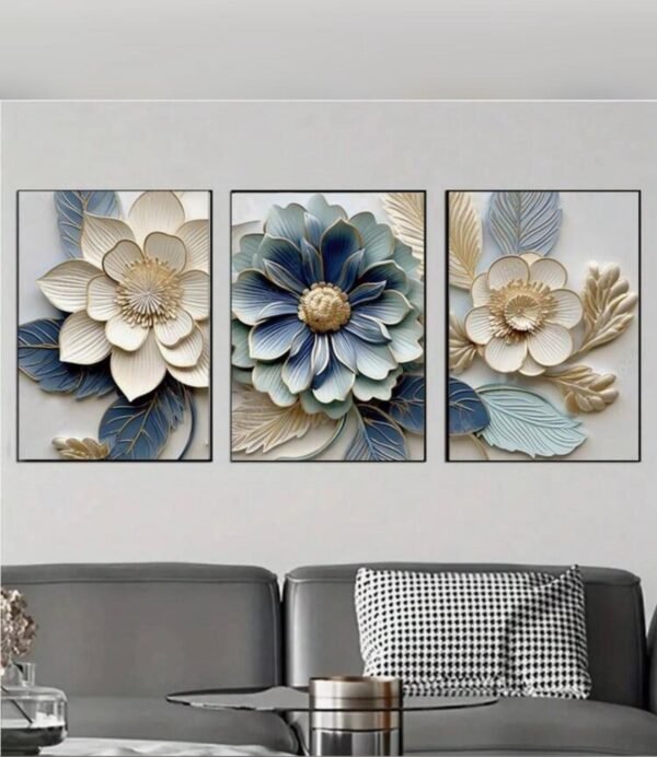 3 pièces Affiches sur canevas florales élégantes