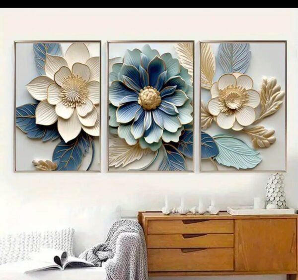 3 pièces Affiches sur canevas florales élégantes