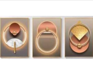 3pcs Modern Abstract Light Canvas Art - Décoration murale géométrique de luxe, encadrée