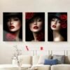 3pcs/set, Peinture sur toile-encadrée, Femme