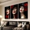 3pcs/set, Peinture sur toile-encadrée, Femme