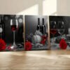 3pcs, 2D Plat Cadre Décoratif Peinture Vintage Vin et Roses