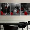 3pcs, 2D Plat Cadre Décoratif Peinture Vintage Vin et Roses