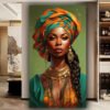 [2D Flat] 1pièce Portrait africain vibrante en Cristal porcelaine - Décoration murale