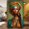 [2D Flat] 1pièce Portrait africain vibrante en Cristal porcelaine - Décoration murale