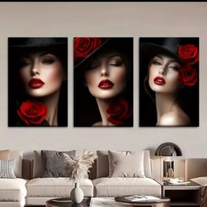 3pcs/set, Peinture sur toile-encadrée, Femme
