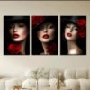 3pcs/set, Peinture sur toile-encadrée, Femme