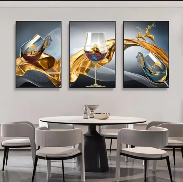 Décoration murale en Cristal porcelaine en diamant 2D plate, 3 pièces, art abstrait