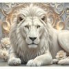 2D plate, 1 piece Art mural Lion blanc royal et décoration florale dorée, salon élégant,peinture en cristal porcelainepeinture en Cristal porcelaine chambre à coucher,