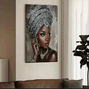 2D Plat 1pc, Femme Africaine en Diadème Articulé  Énadre Artwork