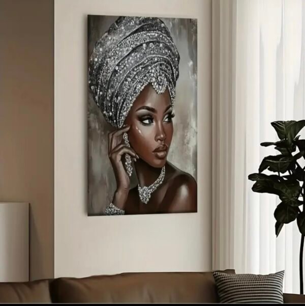 2D Plat 1pc, Femme Africaine en Diadème Articulé  Énadre Artwork