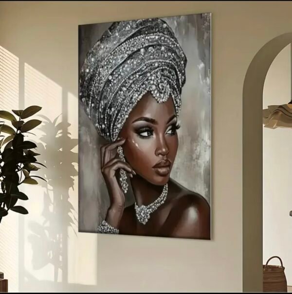 2D Plat 1pc, Femme Africaine en Diadème Articulé  Énadre Artwork