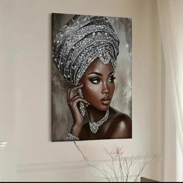 2D Plat 1pc, Femme Africaine en Diadème Articulé  Énadre Artwork
