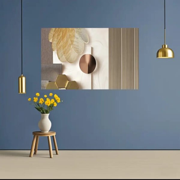 2D Plat, 1pc Modern Abstract Geometric Art Wall Art Peinture sur toile - 60*120 cm Éncadre