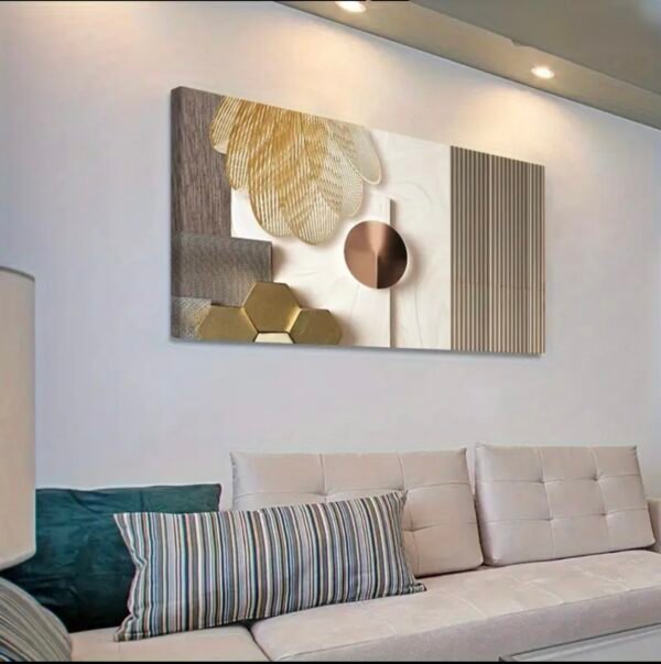 2D Plat, 1pc Modern Abstract Geometric Art Wall Art Peinture sur toile - 60*120 cm Éncadre