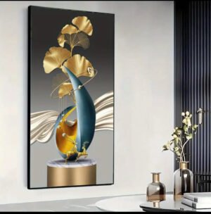 1pc Art Abstrait Sur Toile de Feuille D'érable Doré - Design Vintage Moderne, Affiche Imprimée de Haute Qualité, Décoration Murale