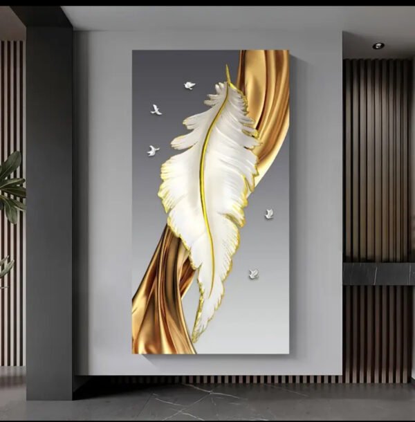 2D Plat, 1 pièce Art sur Toile Élégante Plume Éncadre Plate 23.62x47.24 Pouces (60*120 cm