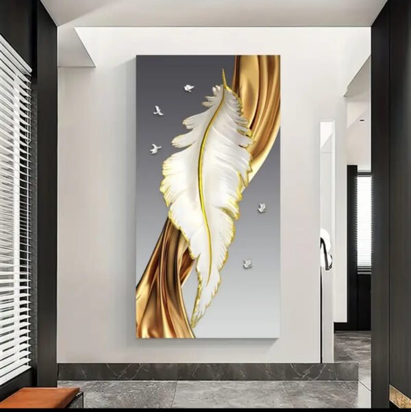 2D Plat, 1 pièce Art sur Toile Élégante Plume Éncadre Plate 23.62x47.24 Pouces (60*120 cm