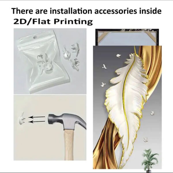 2D Plat, 1 pièce Art sur Toile Élégante Plume Éncadre Plate 23.62x47.24 Pouces (60*120 cm