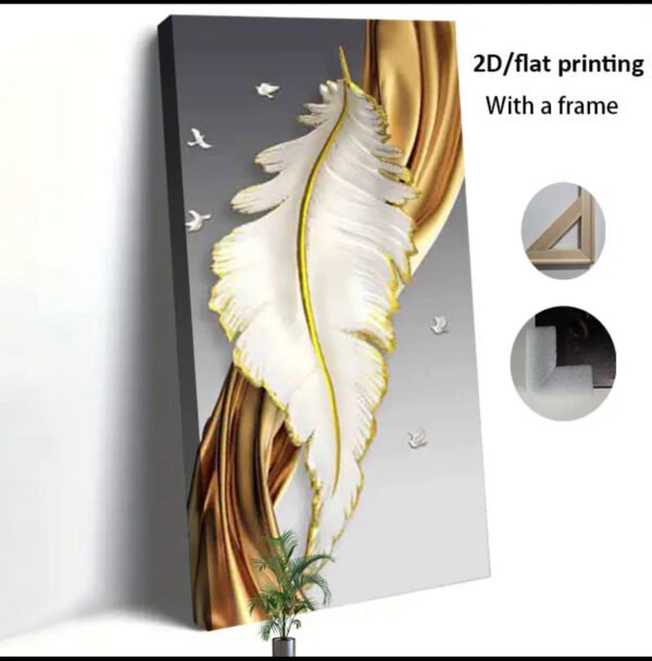 2D Plat, 1 pièce Art sur Toile Élégante Plume Éncadre Plate 23.62x47.24 Pouces (60*120 cm