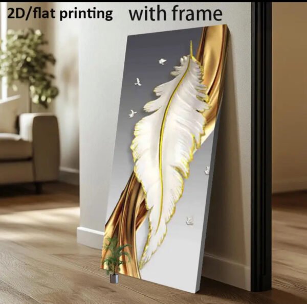 2D Plat, 1 pièce Art sur Toile Élégante Plume Éncadre Plate 23.62x47.24 Pouces (60*120 cm